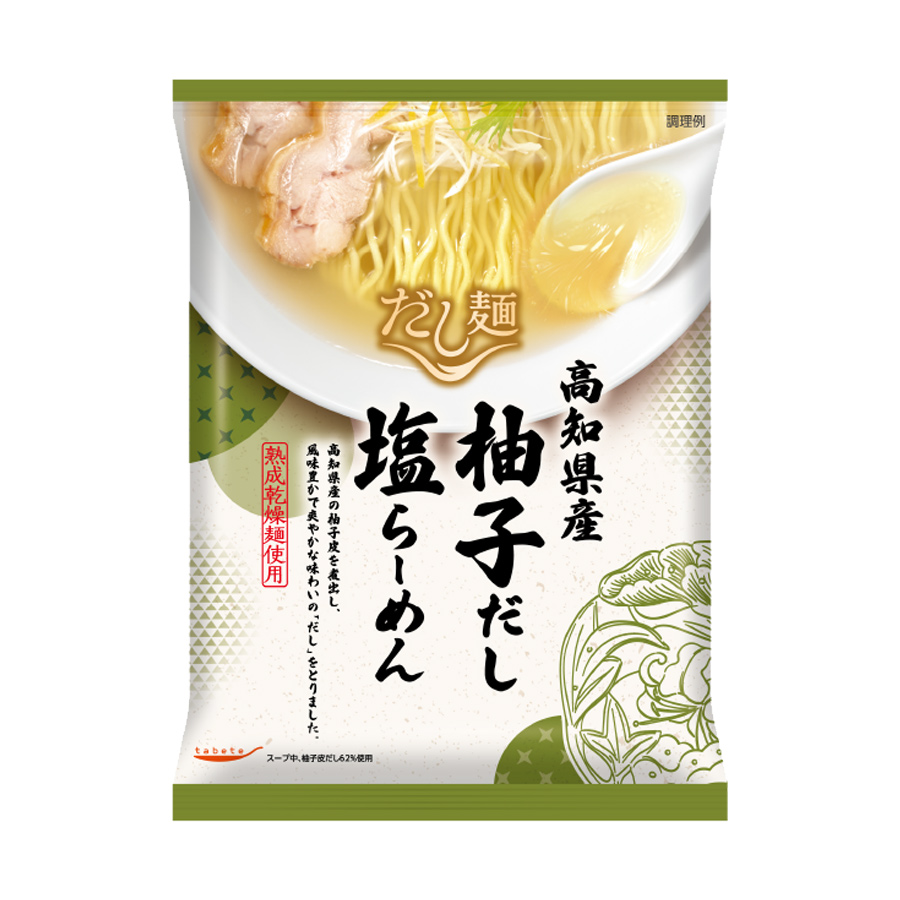 画像1: だし麺 高知県産 柚子だし塩らーめん 1食入 袋麺 国分 tabete 常温 (1)